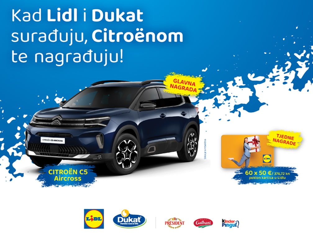 Dukat nagradna igra "Kad Lidl i Dukat surađuju, Citroënom te nagrađuju!"